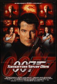 5f926 TOMORROW NEVER DIES 1sh '97 Pierce Brosnan as James Bond 007, Michelle Yeoh, Teri Hatcher!