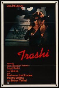5f935 TRASHI 1sh '81 sexploitation, trashy Lisa DeLeeuw in shades & gloves!