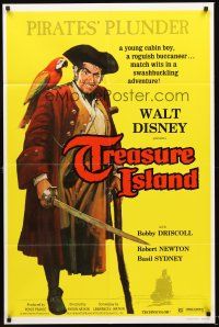 5f937 TREASURE ISLAND 1sh R75 Bobby Driscoll, Robert Newton as pirate Long John Silver!