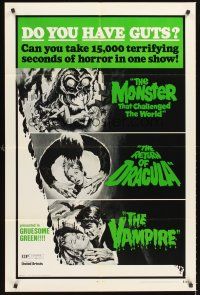 5f939 DO YOU HAVE GUTS 1sh '71 monsters & vampires, can you take 15,000 terrifying seconds of horror!