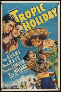 5f941 TROPIC HOLIDAY style A 1sh '38 pretty Dorothy Lamour & funny Martha Raye south of border!