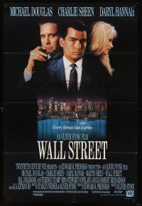5f163 WALL STREET int'l 1sh '87 Michael Douglas, Charlie Sheen, Daryl Hannah, Oliver Stone!