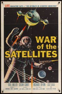 5f958 WAR OF THE SATELLITES 1sh '58 Roger Corman, the ultimate in scientific monsters, cool art!
