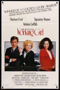5f166 WORKING GIRL int'l 1sh '88 Harrison Ford, Melanie Griffith & Sigourney Weaver!