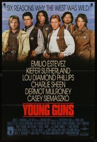 5f168 YOUNG GUNS int'l 1sh '88 Estevez, Charlie Sheen, Kiefer Sutherland & Lou Diamond Phillips!