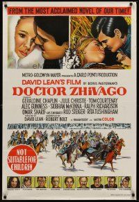 5g005 DOCTOR ZHIVAGO Aust 1sh '65 stone litho of Omar Sharif & Julie Christie, David Lean epic!
