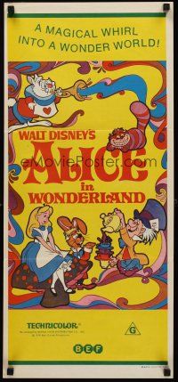 5g387 ALICE IN WONDERLAND Aust daybill R74 Walt Disney Lewis Carroll classic, psychedelic art!