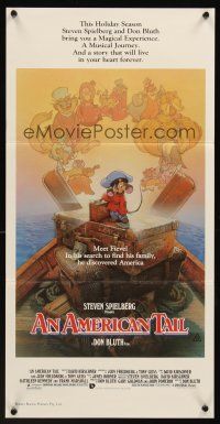 5g393 AMERICAN TAIL Aust daybill '86 Steven Spielberg, different art of Fievel by Drew Struzan!