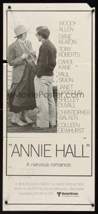 5g395 ANNIE HALL Aust daybill '77 full-length Woody Allen & Diane Keaton, a nervous romance!