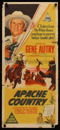 5g396 APACHE COUNTRY Aust daybill '52 Gene Autry uncovers a Native American bandit plot!