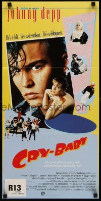 5g452 CRY-BABY Aust daybill '90 directed by John Waters, Johnny Depp is a doll, Amy Locane
