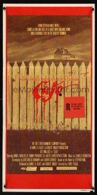 5g453 CUJO Aust daybill '83 Stephen King, artwork of bloody fence & house by Robert Tanenbaum!