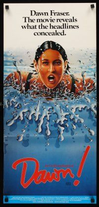5g457 DAWN Aust daybill '79 cool artwork of Aussie Olympic swimmer Bronwyn Mackay-Payne!