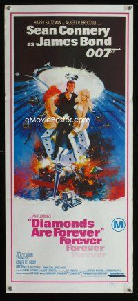 5g465 DIAMONDS ARE FOREVER Aust daybill '71 art of Sean Connery as James Bond by Robert McGinnis!