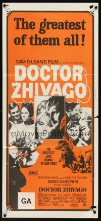 5g466 DOCTOR ZHIVAGO orange Aust daybill R70s Omar Sharif, Julie Christie, David Lean English epic!