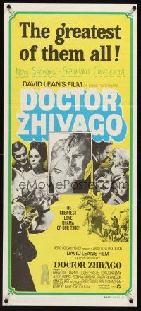 5g467 DOCTOR ZHIVAGO yellow Aust daybill R70s Omar Sharif, Julie Christie, David Lean English epic!