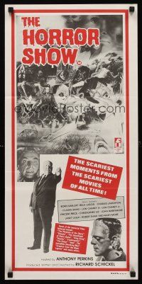5g525 HORROR SHOW Aust daybill '79 great art of Lugosi, Hitchcock, Karloff, Chris Lee & many more!