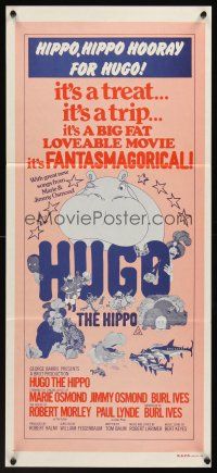 5g530 HUGO THE HIPPO Aust daybill '75 fantasmagorical Hungarian animated cartoon!