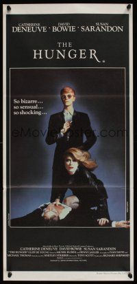 5g532 HUNGER Aust daybill '83 cool image of vampire Catherine Deneuve & rocker David Bowie!