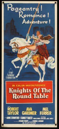 5g549 KNIGHTS OF THE ROUND TABLE Aust daybill '54 Taylor as Lancelot, sexy Gardner as Guinevere!