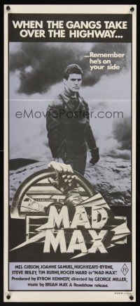 5g557 MAD MAX Aust daybill '79 Mel Gibson, George Miller classic, rare original purple release!