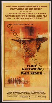 5g582 PALE RIDER Aust daybill '85 great artwork of cowboy Clint Eastwood by C. Michael Dudash!