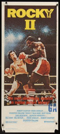 5g596 ROCKY II Aust daybill '79 Sylvester Stallone & Carl Weathers fight in ring, boxing sequel!
