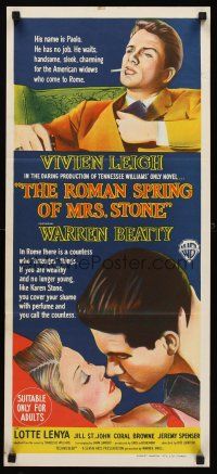 5g601 ROMAN SPRING OF MRS. STONE Aust daybill '61 different stone litho of Beatty & Vivien Leigh!
