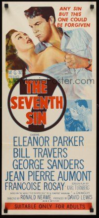 5g612 SEVENTH SIN Aust daybill '57 sexy scared Eleanor Parker betrays super angry Bill Travers!