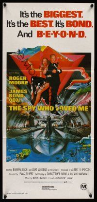 5g627 SPY WHO LOVED ME Aust daybill R80s great art of Roger Moore as James Bond 007 by Bob Peak!