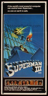 5g632 SUPERMAN III Aust daybill '83 art of Christopher Reeve flying, Richard Pryor, by Larry Salk!