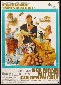 5g140 MAN WITH THE GOLDEN GUN German 33x47 '74 art of Roger Moore as James Bond by Robert McGinnis!
