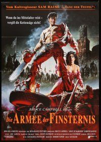 5g153 ARMY OF DARKNESS German '93 Sam Raimi, great artwork of Bruce Campbell with chainsaw hand!