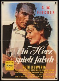 5g241 HEART'S FOUL PLAY German '53 Ein Herz Spielt Falsch, romantic art of Fischer, Ruth Leuwerik!