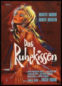 5g273 LOVE ON A PILLOW German '62 great artwork of sexy Brigitte Bardot!