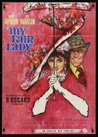 5g277 MY FAIR LADY German '64 classic art of Audrey Hepburn & Rex Harrison by Rolf Goetze!