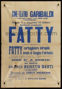 5g009 UNKNOWN FATTY ARBUCKLE Italian 1sh '20s debut of Renato Berti who rivals Douglas Fairbanks!