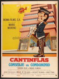 5g039 CONSERJE EN CONDOMINIO Mexican poster '74 wonderful artwork of doorman Cantinflas!