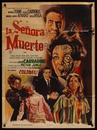 5g090 LA SENORA MUERTE Mexican poster '69 wild & sexy horror artwork, John Carradine!