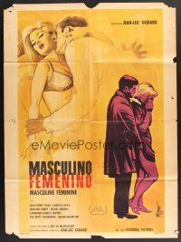 5g103 MASCULINE-FEMININE Mexican poster '66 Jean-Luc Godard, different sexy artwork!