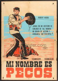 5g107 MY NAME IS PECOS Colombian poster '66 Due once di piombo, Robert Woods, spaghetti western!