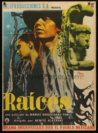 5g121 RAICES Mexican poster '55 Latin American classic, cool artwork by Josep Renau!