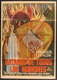 5g124 SATANAS DE TODOS LOS HORRORES Mexican poster '74 cool horror art, from Poe's House of Usher!