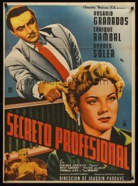 5g125 SECRETO PROFESIONAL Mexican poster '55 art of man on witness stand pointing accusing finger!