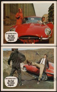 5g917 DEATH IN THE RED JAGUAR 4 German LCs '68 George Nader, includes two images of the car!