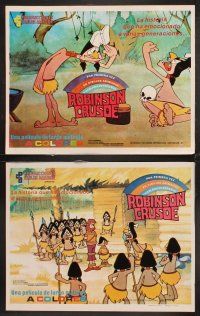 5g973 ROBINSON CRUSOE 8 Mexican LCs '74 Italian/Romanian cartoon version of the classic story!