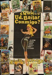 5h011 LOT OF 41 FOLDED ARGENTINEAN POSTERS '50s-90s Brigitte Bardot, Abbott & Costello & more!