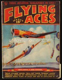 5h126 FLYING ACES magazine March 1935 art of Martin Bombers vs. Armed Transports by C.B. Mayshark!
