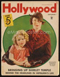 5h088 HOLLYWOOD magazine September 1935 great portrait of Shirley Temple & her mother!