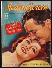 5h097 MODERN SCREEN magazine October 1937 art of William Powell & Myrna Loy by Earl Christy!